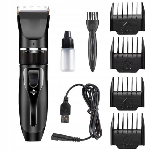 Aparat de tuns profesional pentru cani cu acumulator, lama titan + ceramica, incarcare USB, culoare Neagra, model AVX-WT-BLACK-T10